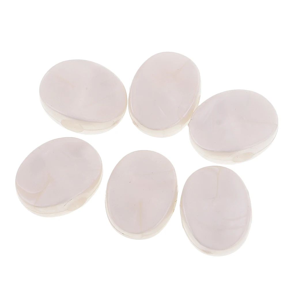 6 Pieces Pearl-white Color Plastic Acoustic Guitar Tuner Tuning Key Button Cap Machine Heads