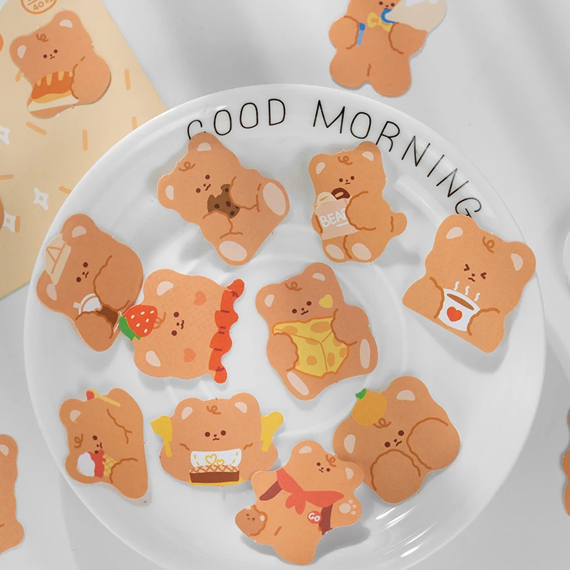 40 pcs/pack cute Little bear's Diary Journal Decorative Stickers Scrapbooking Stick Label Diary Stationery Album Stickers