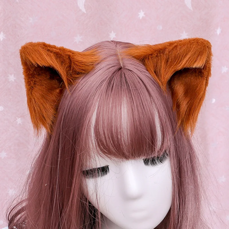 Hand-made Cat Ears Cos Simulation Animal Ears Cat Ears Ear Clip Cute Stuffed Animal Ears Hairwear Fox Maid Headwear