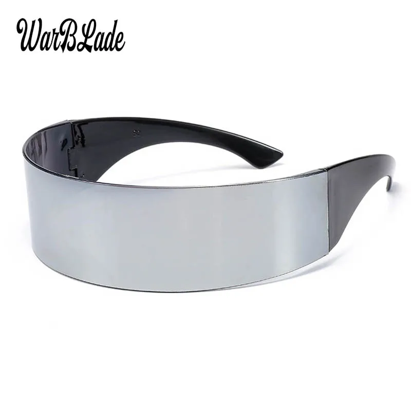 WarBLade 2024 New Ladies Mens Black Frame Wrap Sunglasses One Piece Shades Flat Top Novelty Costume Party Funny Strange