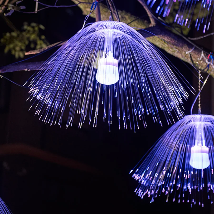 Imagem -05 - Jellyfish Led String Light Impermeável Fibra Óptica Dandelion Fairy Luz de Natal ao ar Livre Guirlanda Romântica 80cm