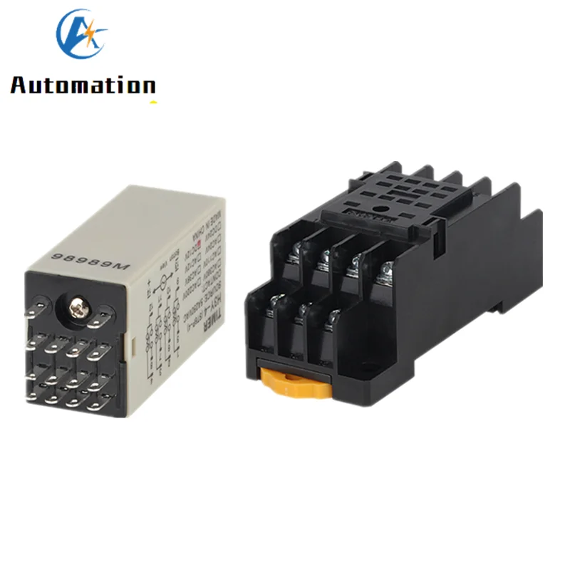 H3Y-4 Power-on Delay Rotary Knob 1S/5S/10S/30S/60S/3M/5M/10M/30M Timer Time Relay AC 110V 220V 380V 14 Pin with Base PYF14A