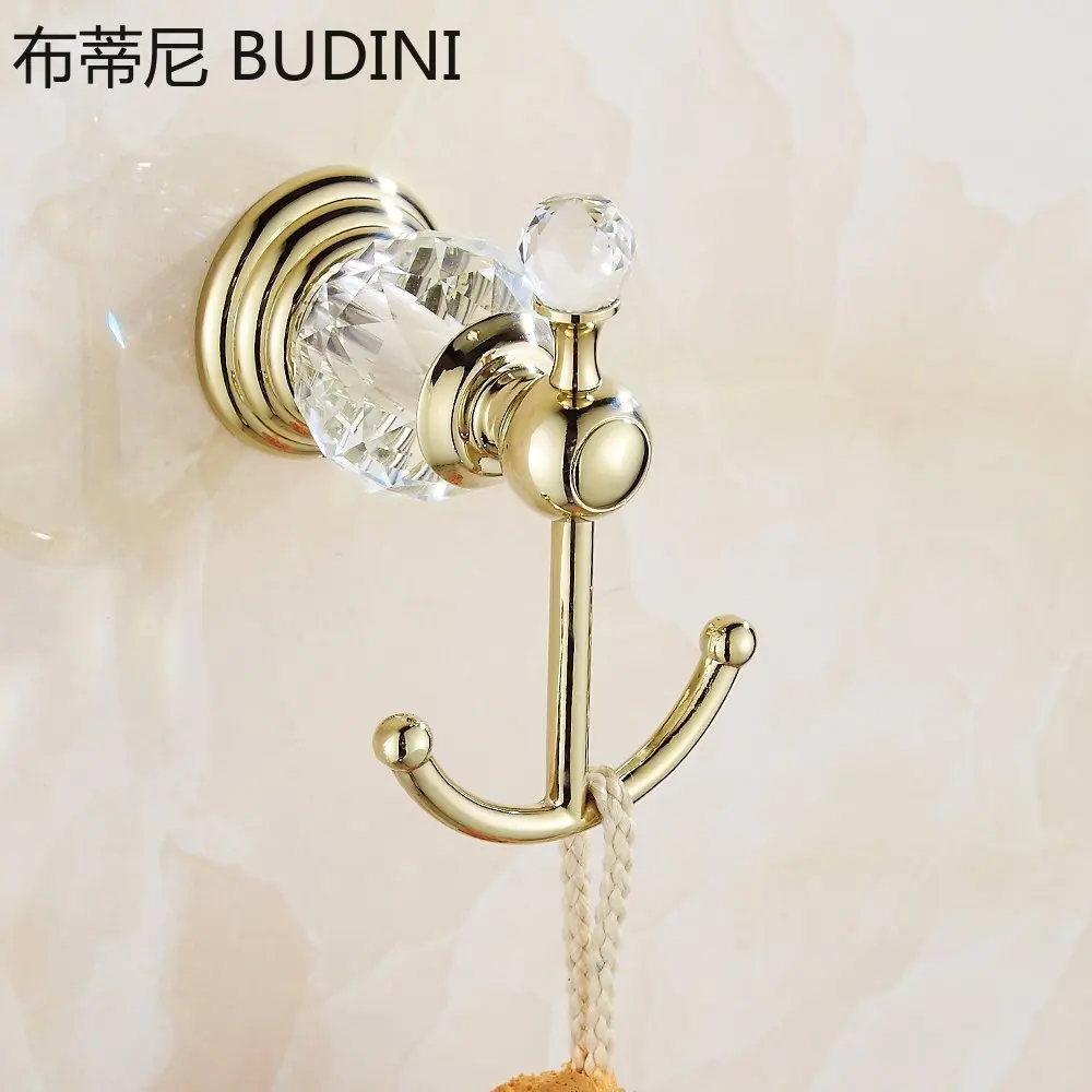 4 Pieces Chrome Gold Polished Bathroom Accessories Sets Brass&Crystal Towel Bar Wall Mounted Paper Holder Bathroom Hardware Set