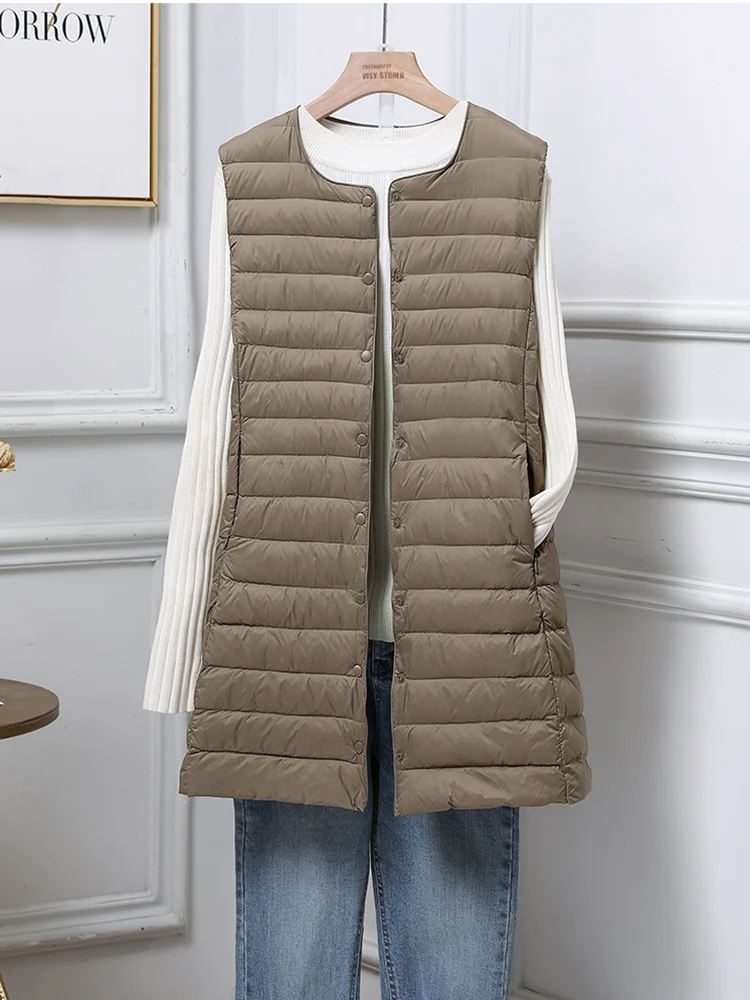 SEDUTMO Ultra Light Thin Winter Duck Down Vest Women Slim Long Jackets Casual Quilted Basic Waistcoat For Autumn ED1817