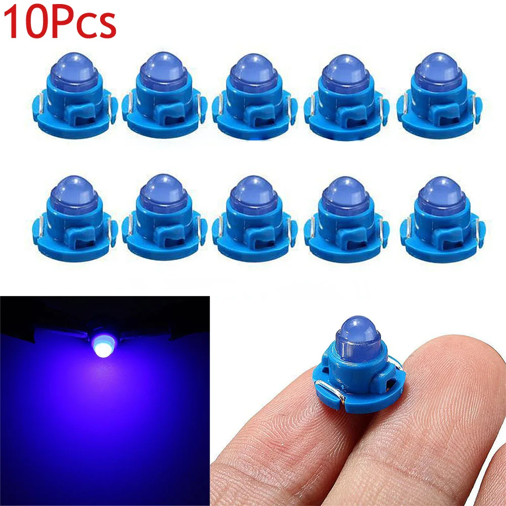 

10pcs T5/T4.7 Blue Neo Car Wedge LED Bulbs Car Interior Light Dash Dashboard Climate Control Instrument Base Light Auto Lamp