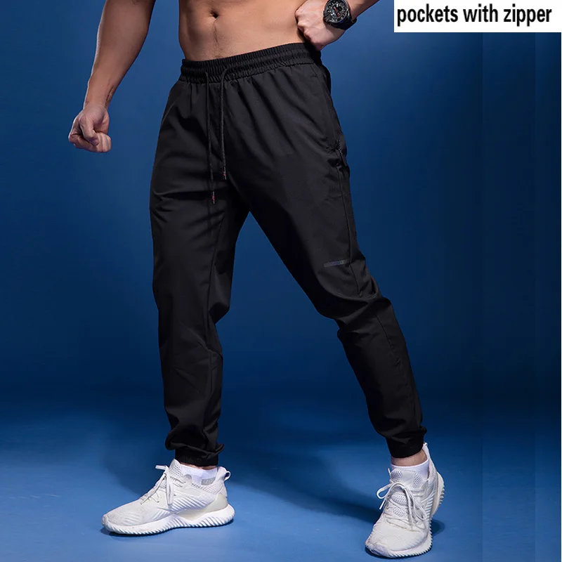 BINTUOSHI New Sport Pants Men Running Pants With Zipper Pockets Soccer Training Sports Trousers Joggings Fitness Sweatpants