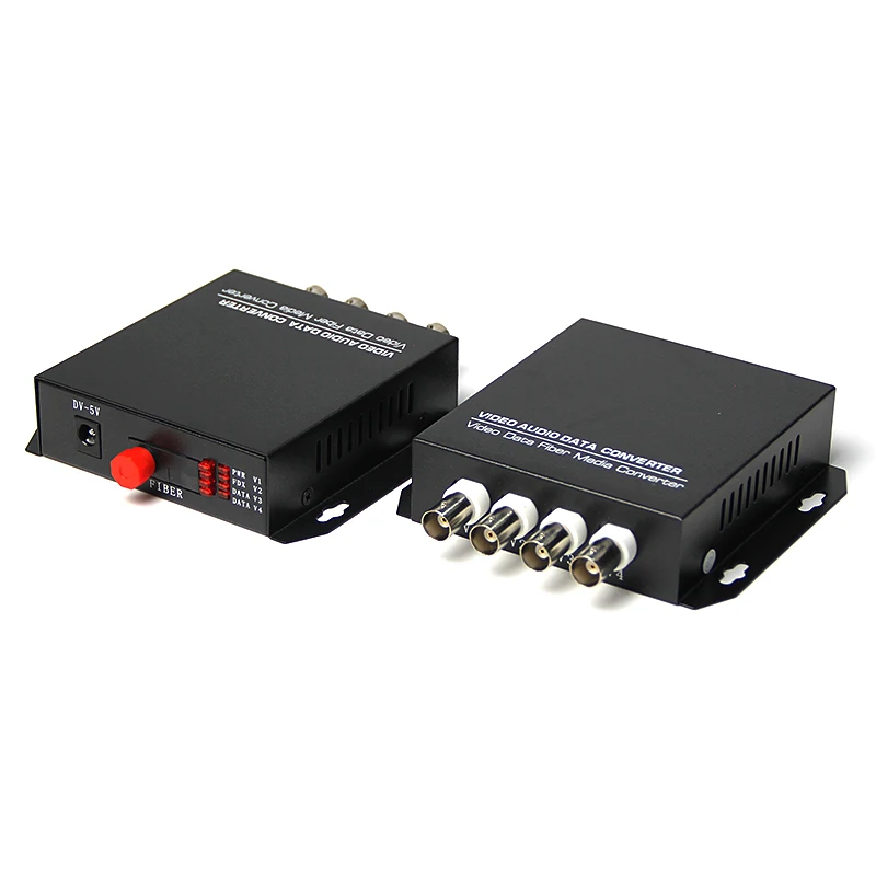 4 Channel One Pair 20KM Single Mode Single Fiber Desktop Fiber Optic Video Converter Video Transmitter Receiver FC connector