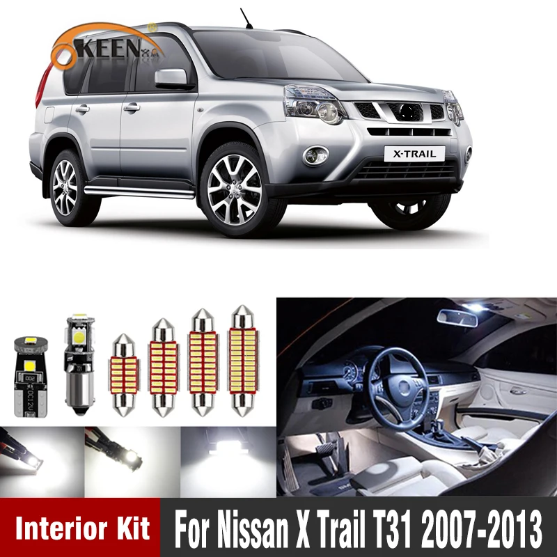 

11Pcs Canbus Led Car Interior Light Kit For Nissan X Trail T31 2007 2008 2009 2010 2011 2012 2013 Reading Map Roof Light Bulb