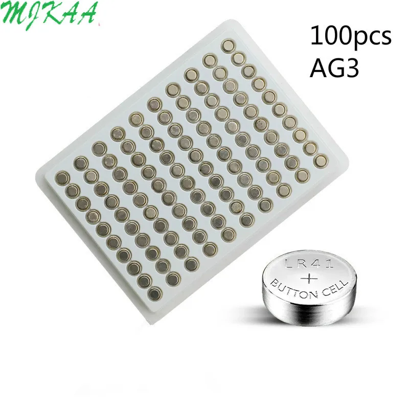 

100PCS AG3 For Watch Toys Remote SR41 192 Cell Coin Alkaline Battery 1.55V L736 384 SR41SW CX41 LR41 392 Button Batteries