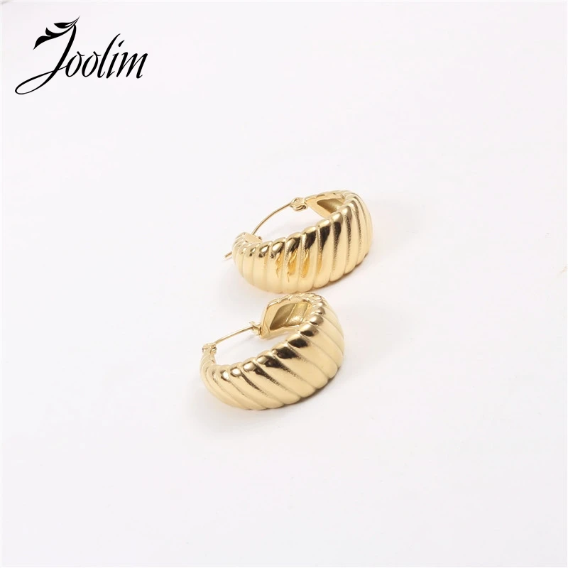 

Joolim Jewelry High End PVD Wholesale Waterproof Retro Easiest Croissant Stainless Steel Earring For Women