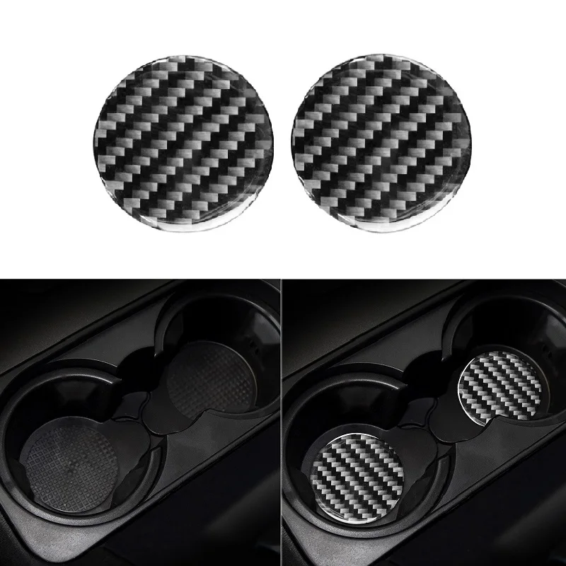 

Carbon Fiber Interior Center Armrest Cupholder Trim Cup Mat Modified Sticker Fit For Land Rover Discovery 4 2010-2016