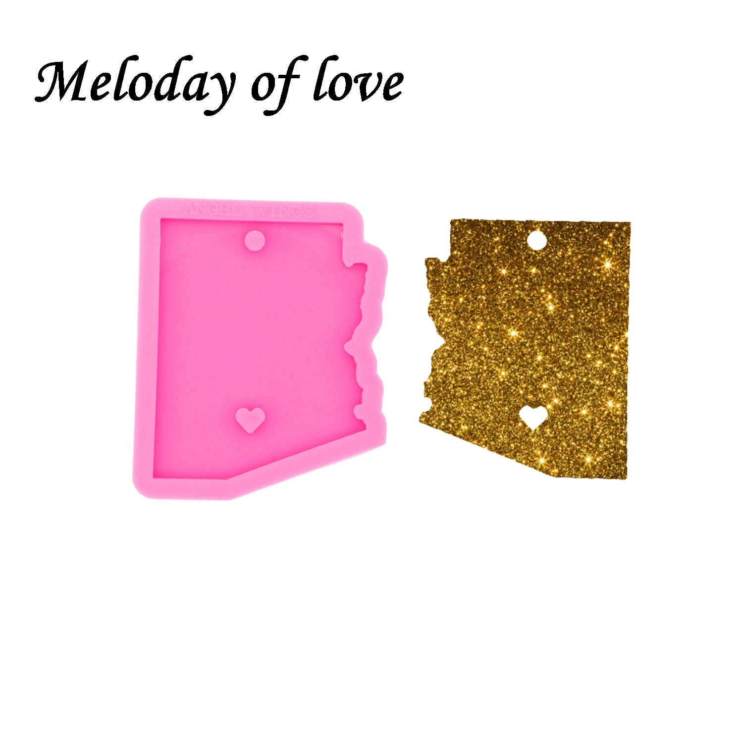 Glossy American State Arizona Map Keychain Epoxy Resin Molds Jewelry Making Custom Silicone Mould DY0228