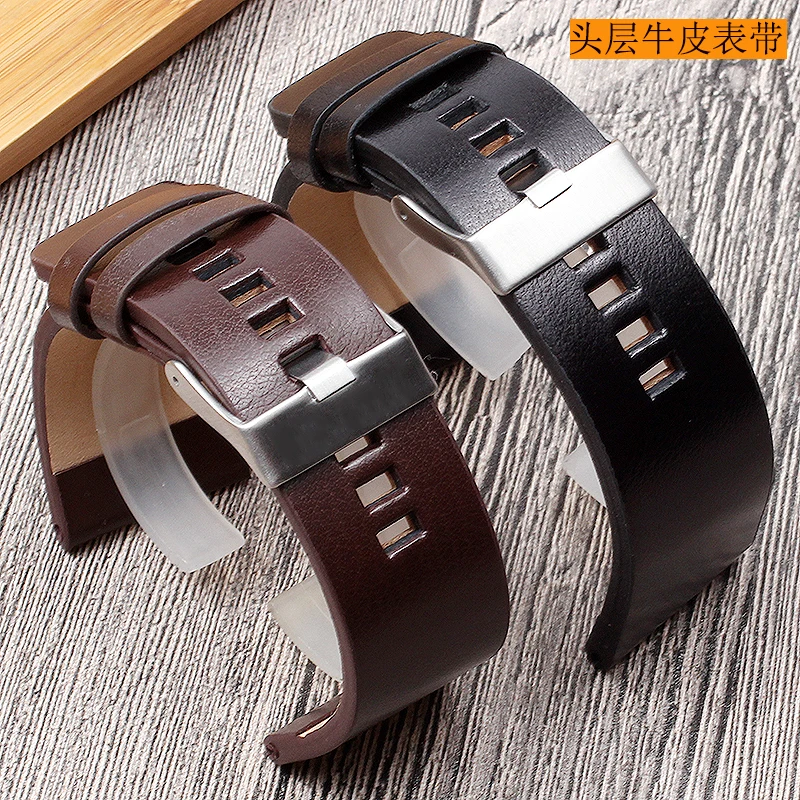 Genuine Leather strap watchband26 27 28 30 32 34mm Men\'s watch bracelet For Diesel watches DZ4386 1657 1399 1206 4323 black band