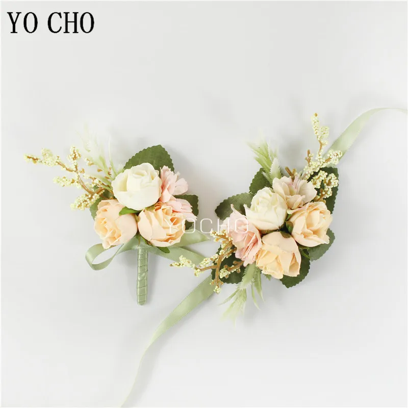 Alfileres de flor de ramillete de rosa para hombre, pulsera de boda para dama de honor, padrino de boda, abotonadura, accesorios de chaqueta para hombre