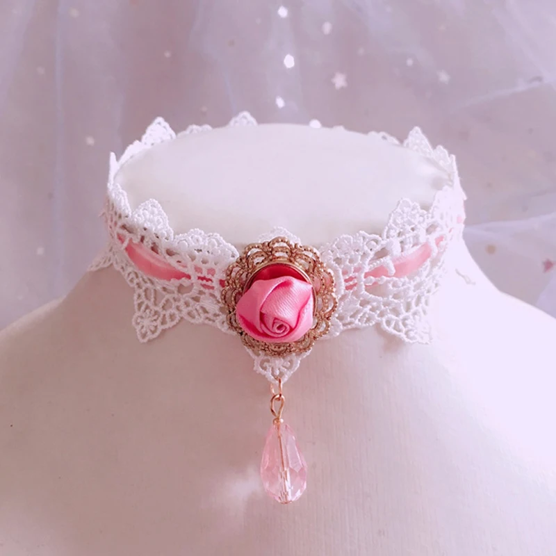 Del merletto Della Principessa Lolita Collana di Perle Collana di Perle Choker Catena Della Clavicola