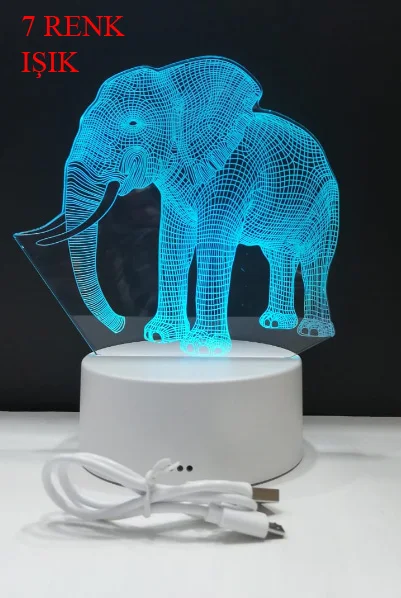 Elephant 3D night light Lighted Gift,love,family,friendship,celebration,fun,Joke, cute, Ships from Turkey