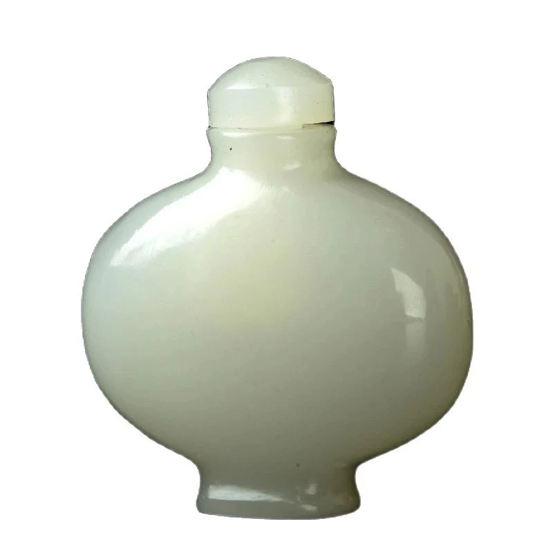 

Chinese HeTian Jade Hand-Painted White Snuff Bottle