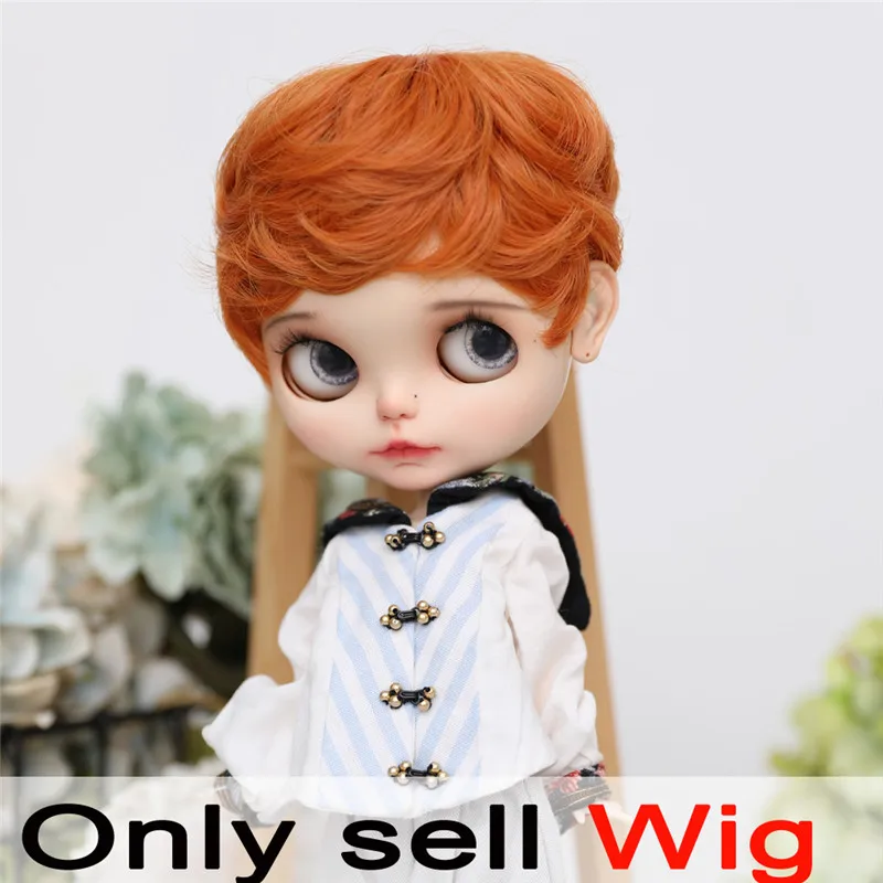 9-10 inch Blyth Qbaby Amydoll Wig Short Orange Curly Hair