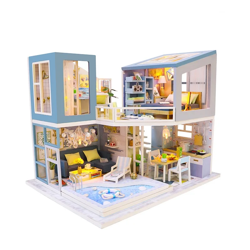 

Fashion Casa Lols Doll House Miniature Dollhouse Diy Furniture Toys LightFor Children Domek Dla Lalek Cartoon Christmas Gift