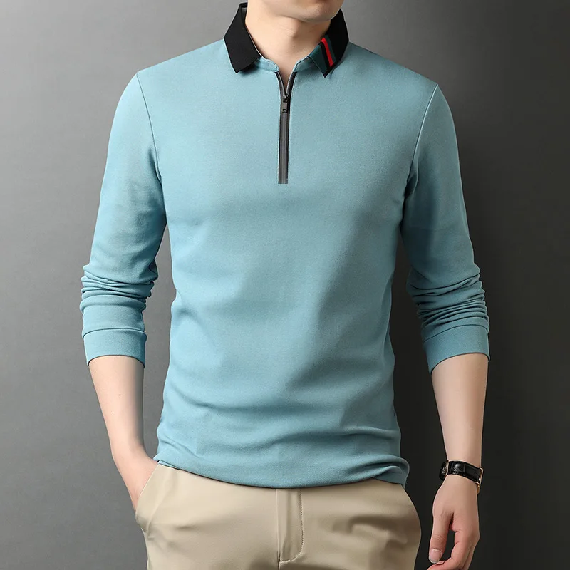 High End 100% Cotton Designer New Fashion Brand Polo Shirt Men 2023 Korean Top Quality Casual Long Sleeve Tops Men Clothes