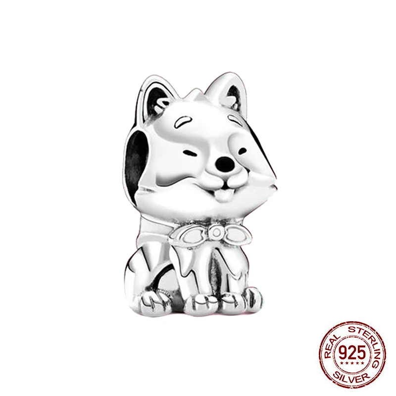 Hot Sale 925 Sterling Silver Japanese Akita Inu Dog Charm Beads Fit Original Pandora Bracelets Brand Jewelry Making Gift