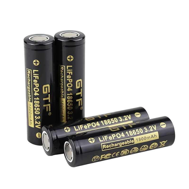 GTF 3.2V1800mAh Lifepo4 18650 Rechargeable Battery Cell Long Cycle Life 3C-5C Discharge For DIY E-bike LED Flashlight