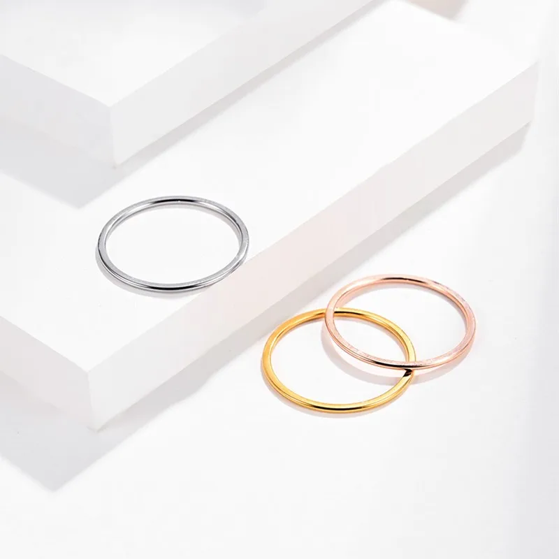 1mm Thin Stackable Ring Stainless Steel Plain Band for Women Girl Size 3-11