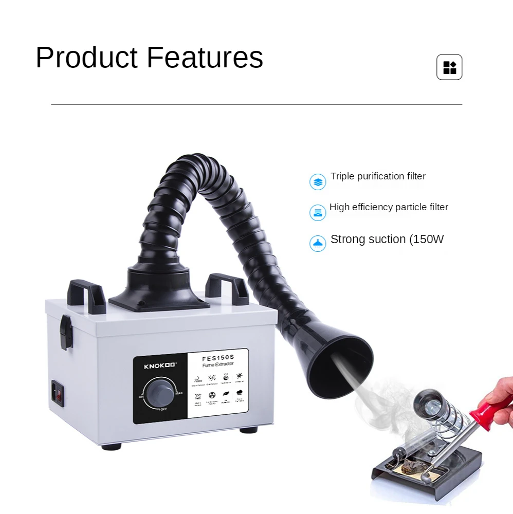 Fume Extractor Soldering Smoke Absorber Remover for Mobile Phone Repair and DIY Welding 150w