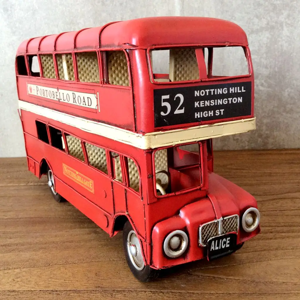 London Double-decker Buses Vintage Ironwork Model Tin Retro Crafts HandmadeCollection Handicraft Decorations Gifts  Nostalgic