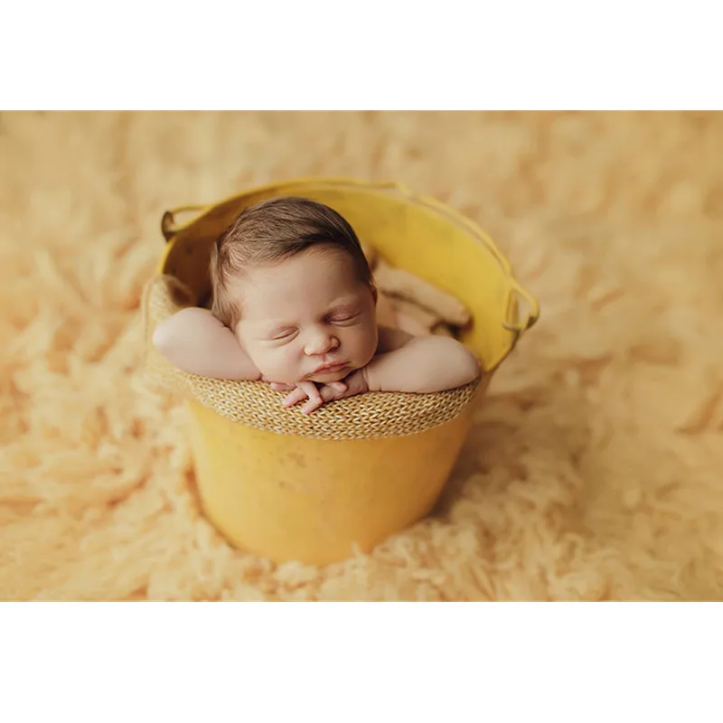 Newborn Photography Props Retro Colored Iron Bucket Boy Girl Baby Photo Bakset Old Container Fotografie Accessoires Background