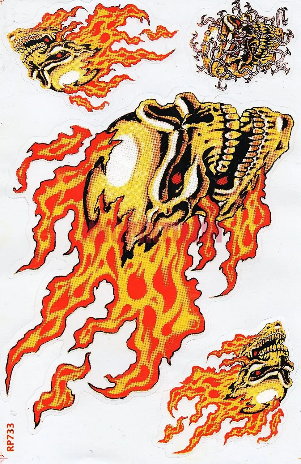 Personality Skull Flame Fire STICKER Film Weatherproof Vinyl Decals Motorcycle Decals