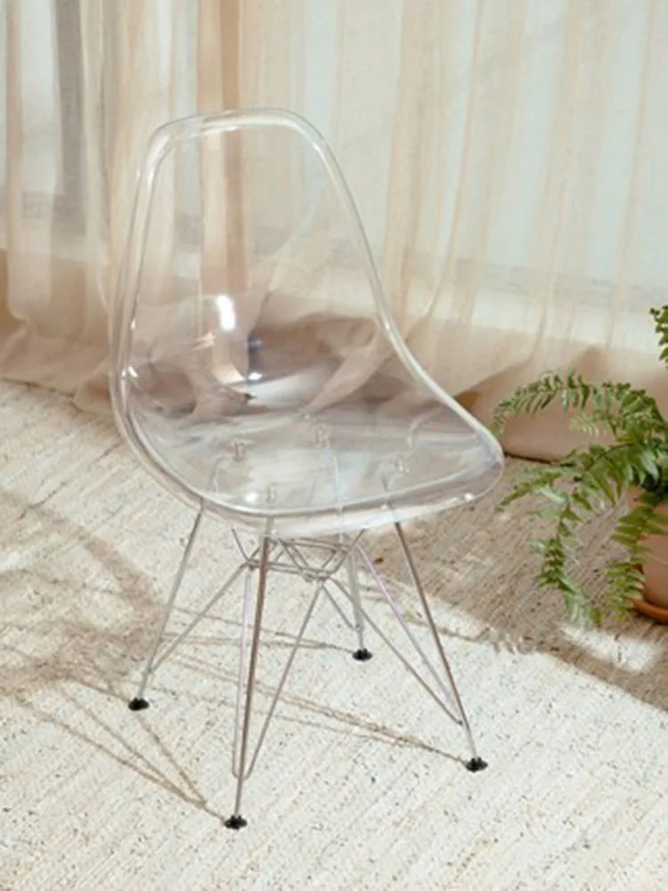 Chair, household transparent plastic dining chair, leisure chair, negotiation chair, manicure makeup chair, hotel chair, photo c