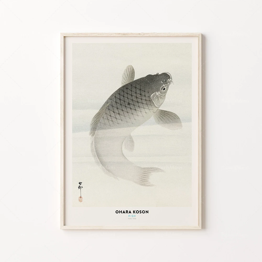 Ohara Koson Fish Poster, Japanese Art Print, Hokusai Print, Ohara Koson Print, Japanese Vintage Poster, Fish Print