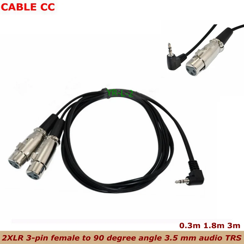 

New 2XLR 3-pin female to right angle 1/8 XLR3F to 90 degree angle 3.5 mm audio TRS for DV camera/microphone/amplifier/microphone