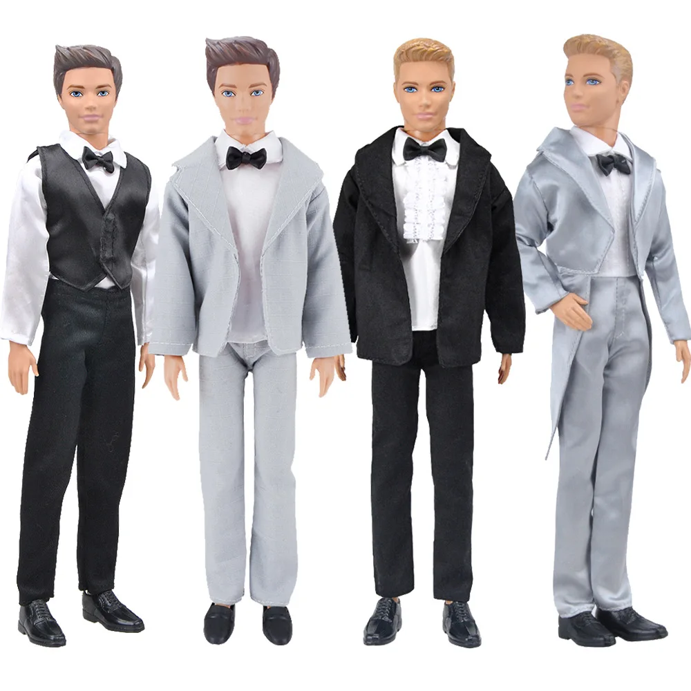 Roupas Ken Doll para Ken Doll, Roupas de casamento, Calças com Cravat, Acessórios de brinquedos, 1 conjunto