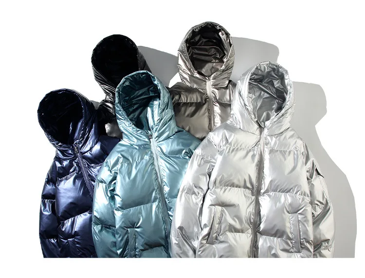 2024 Winter Jacket Men Parka Shiny Hooded Warm Coats Zipper Up High Quality Jackets Overcoat Thick Jackets Plus size