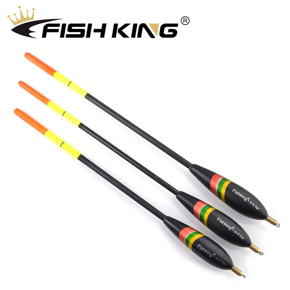 FISH KING-boya Vertical de corcho Balsa Bobber, pesca accesorios flotadores de pesca pesca mar herramientas de pesca carpfishing accesorios flo3 unids/paquete, 1,5 + 4,0g/1,5 + 5,0g/1,5 + 6,0g, boya de pesca para carpa