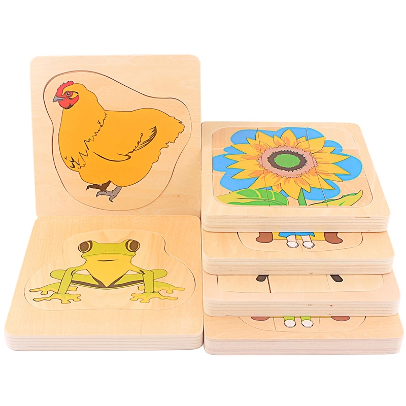 Baby Toys Montessori Materials Biology Wood Toy Life Cycle of Frog Animals Plant Human Hen Butterfly Biological Life Educational