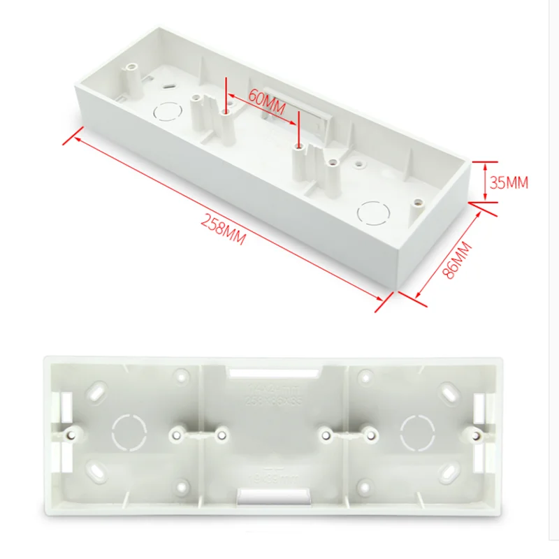 Caja de instalación de luz, Base de enchufe de interruptor de pared modelo L86 L173 L258 L344, cajas inferiores de unión de montaje en superficie,