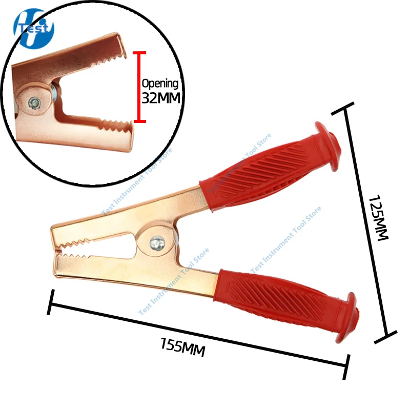 2 pezzi Clip a coccodrillo per auto calde morsetti per batterie Clip a coccodrillo in ottone 500A rosso + nero