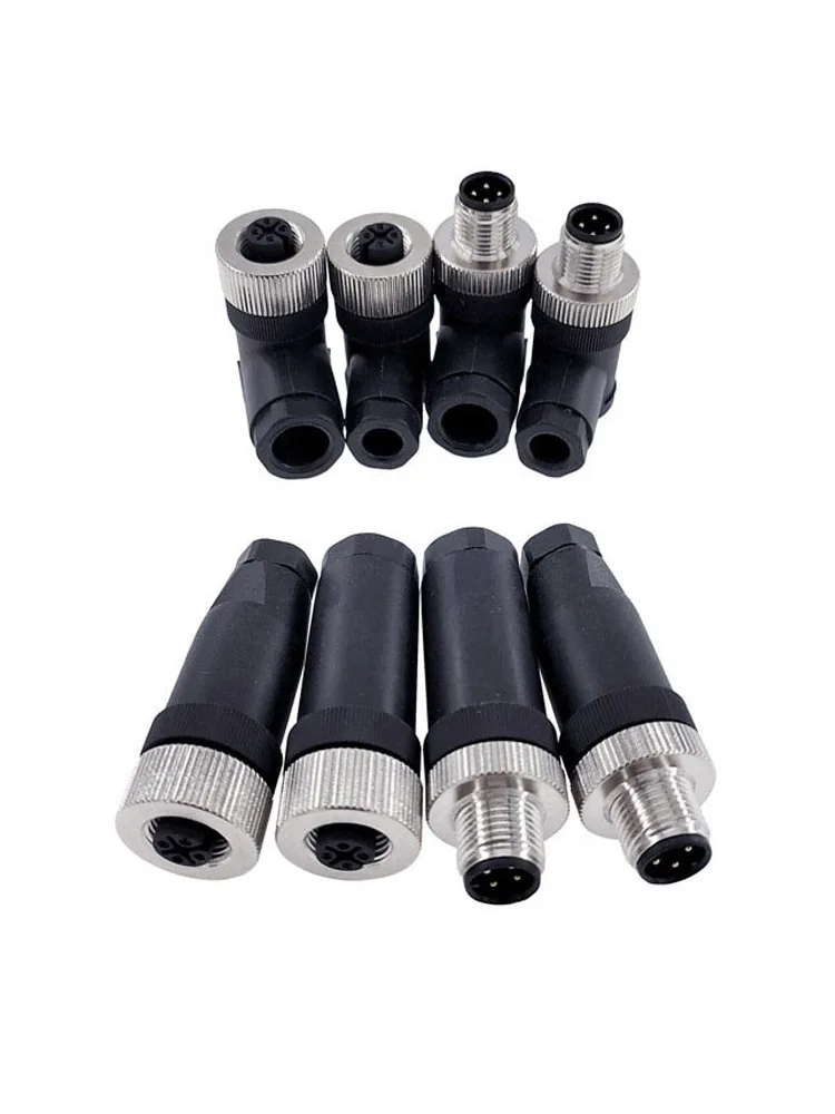 Ensemble de 10 connecteurs de capteur M12, 4 broches, 5 broches, étanches, mâle/femelle, fiche à vis, raccord fileté, code A pour usage industriel