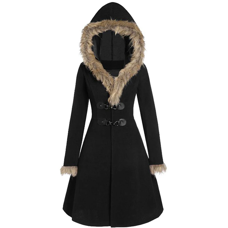 

Women Long Jacket, Fashion Long Sleeve Faux Fur Hooded Elegant Casual Winter Tops Outwear