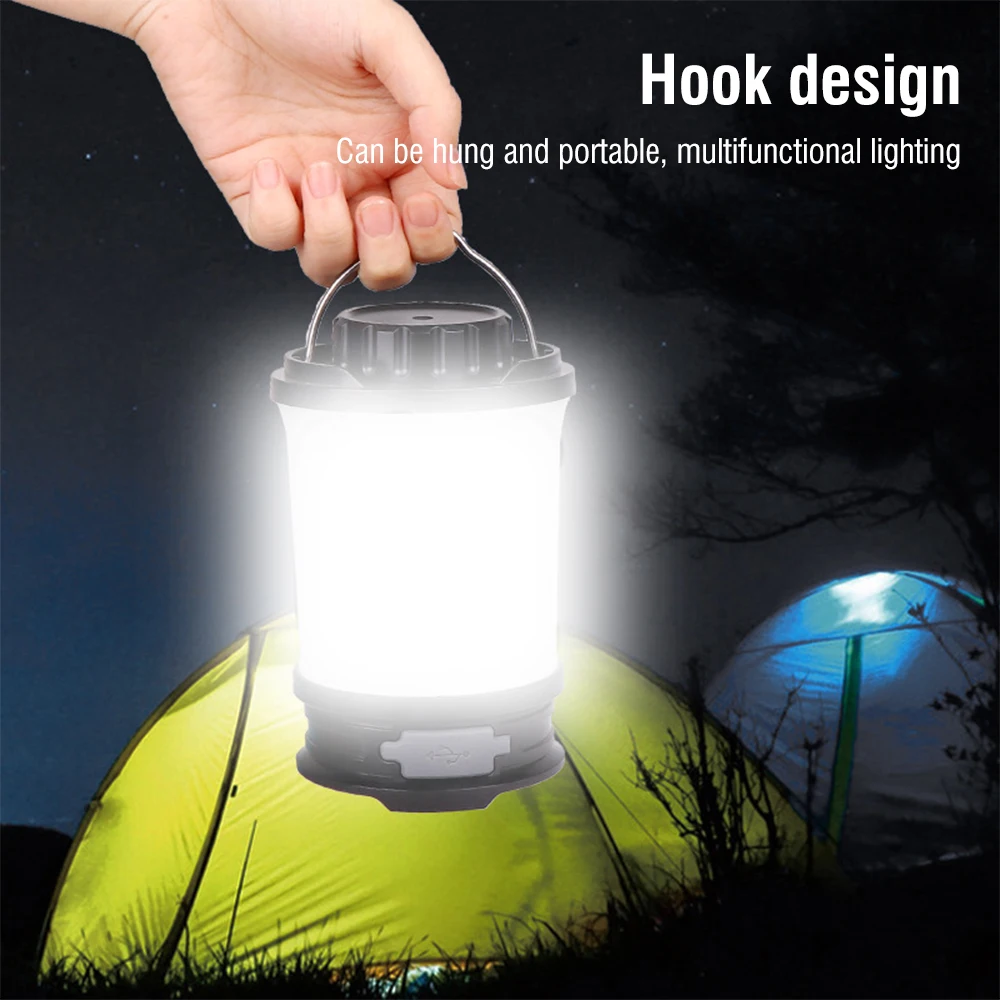 BORUiT 2835 SMD LED Camping Light USB Rechargeable Portable Tent Lamp Waterproof Power Bank Emergency Lanterns Outdoor Lighting