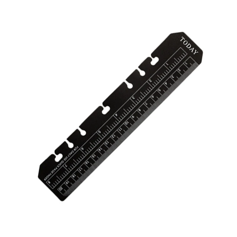 F3MA PVC Page Marker Snap-in Bookmark Ruler Binder Ruler A5/A6 Size 6-Hole Notebook Filler Clear Black Measuring Tools Set