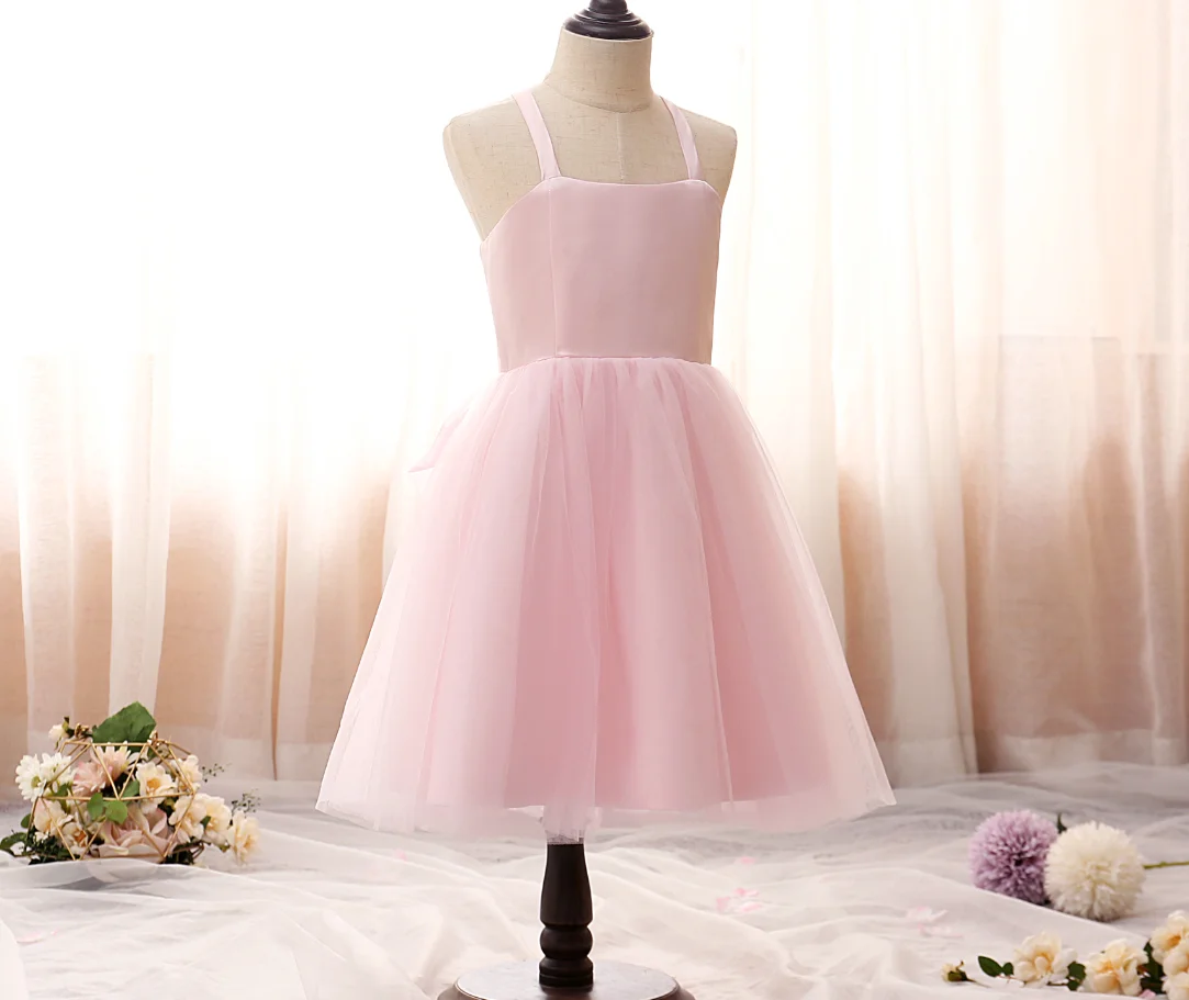 Tulle longueur genou pour enfants, robe de demoiselle d'honneur, anniversaire, soirée, mariage, reconstitution historique, cérémonie, Rh, événement, banquet, Rhde promo