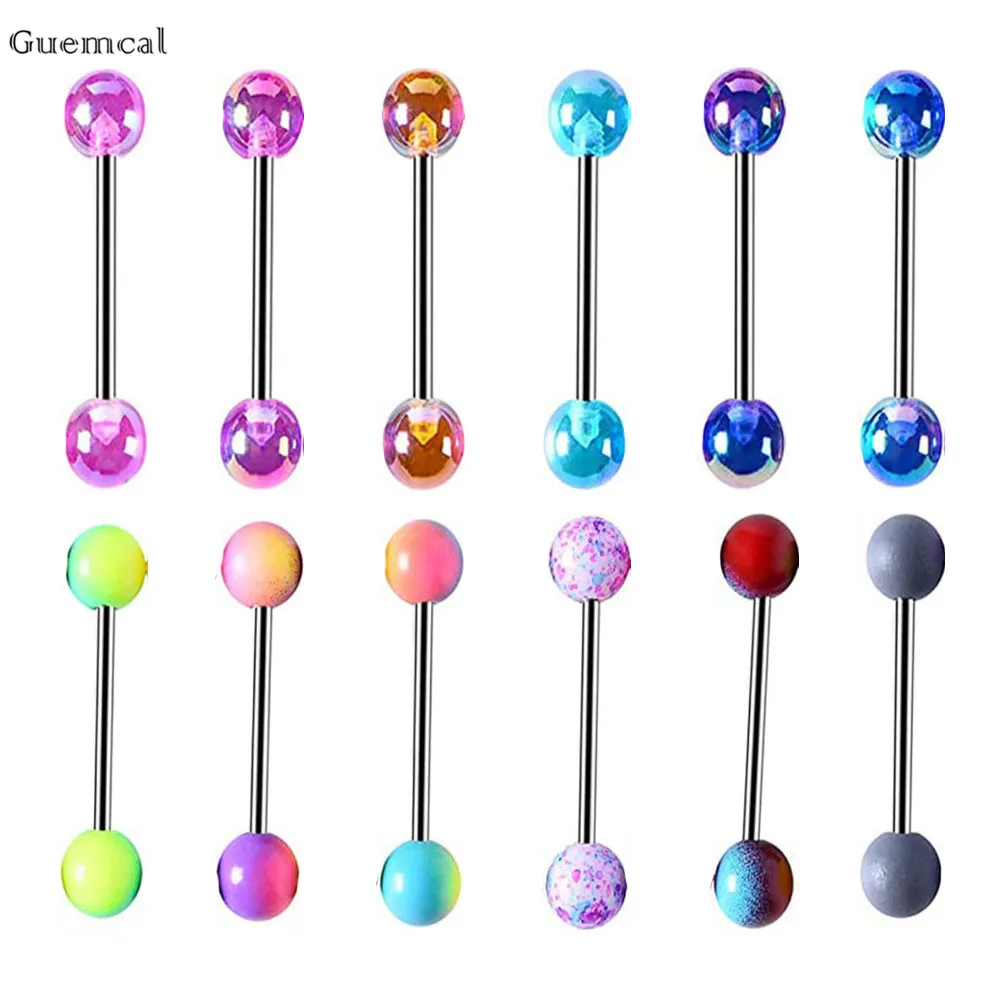 

Guemcal 12pcs Fashion Leisure Round Ball Straight Rod Threaded Belly Button Nail Piercing Jewelry