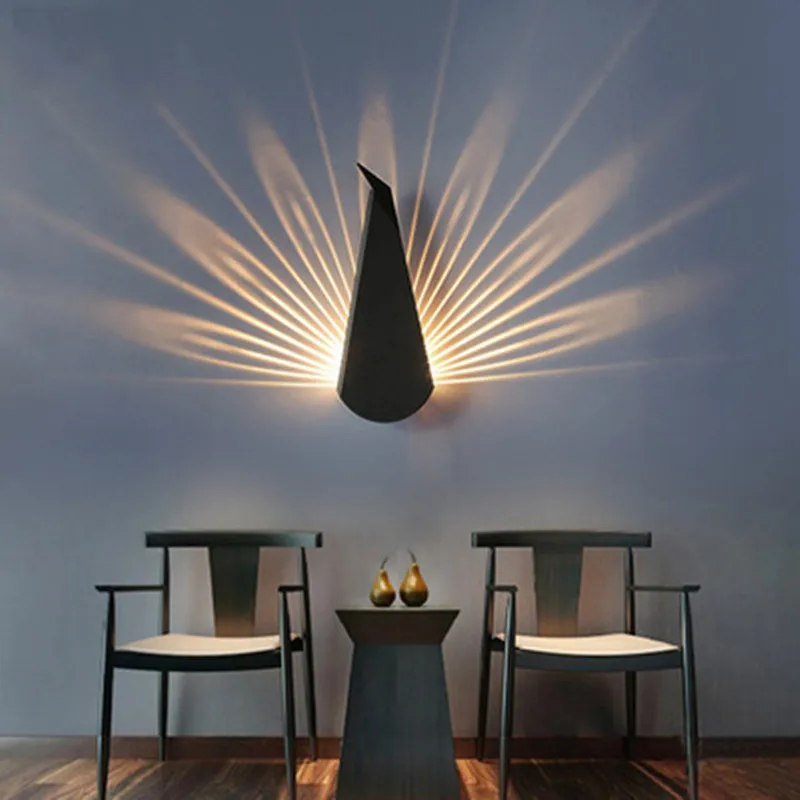 Nordic Wall Lights Bedroom Bedside Walls Lamps Peacock Background Clothing Store Restaurant Beauty Salon Wall Decorative Lamp