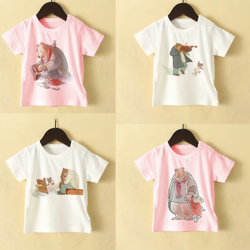 Summer Children's Short Sleeve T-shirt Ernest Et Célestine T-shirts Boy Kid Boys And Girls Tops Shirts Cartoons Childre's Tshirt