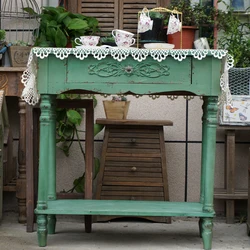 Beautiful Handmade Retro Vintage Solid Wooden Console Table with One Drawer