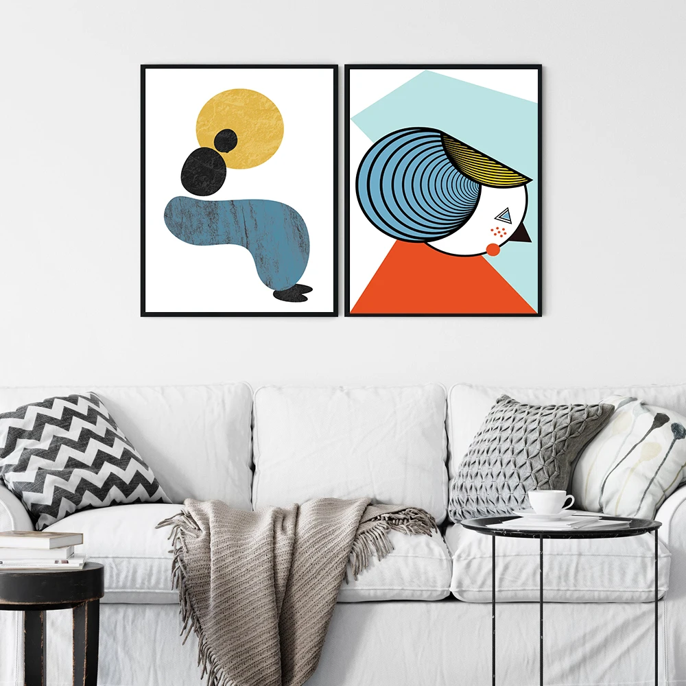 Dame geometrische Poster moderne minimalistische Wandkunst Leinwand Malerei abstrakte bunte Bild Drucke für Wohnzimmer Home Decor